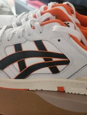 ASICS White, Black & Orange Men's Athletic Sneakers